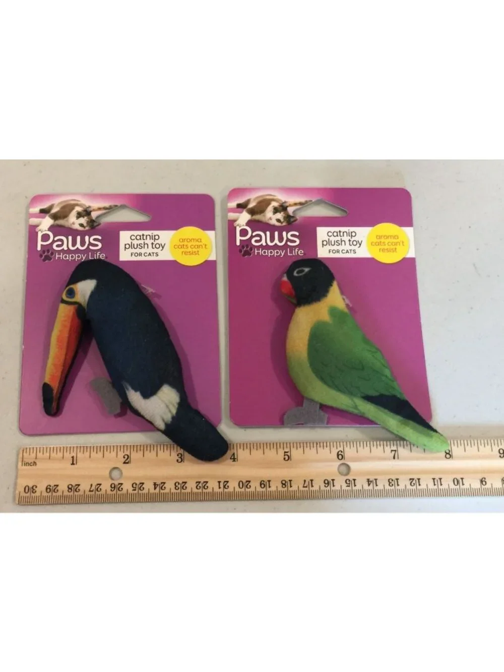 Paws Happy Life Parrot Toucan Catnip Plush Cat Toys Set of 2